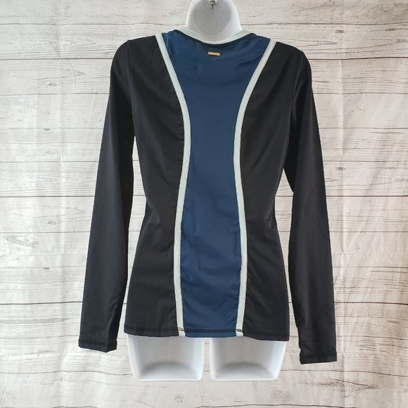 Alala Womens Long Sleeve‎ top Sz Medium Black Blue Nylon Blend - Picture 4 of 6